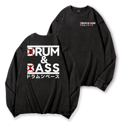 Drum and Bass Vintage Washed Cotton Back Art Long-sleeve T-shirt