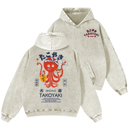Takoyaki Octopus Vintage Washed Cotton Back Art Hoodie