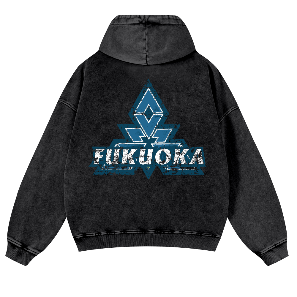 Fukuoka Vintage Washed Cotton Back Art Hoodie