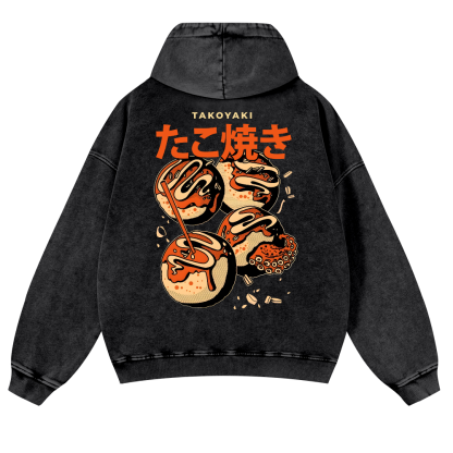 Takoyaki Vintage Washed Cotton Back Art Hoodie