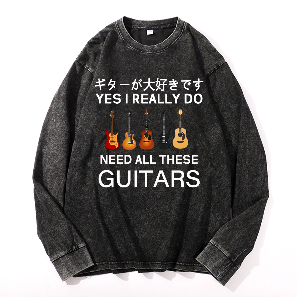 Guitars Vintage Cotton Wash Long-sleeve T-shirt