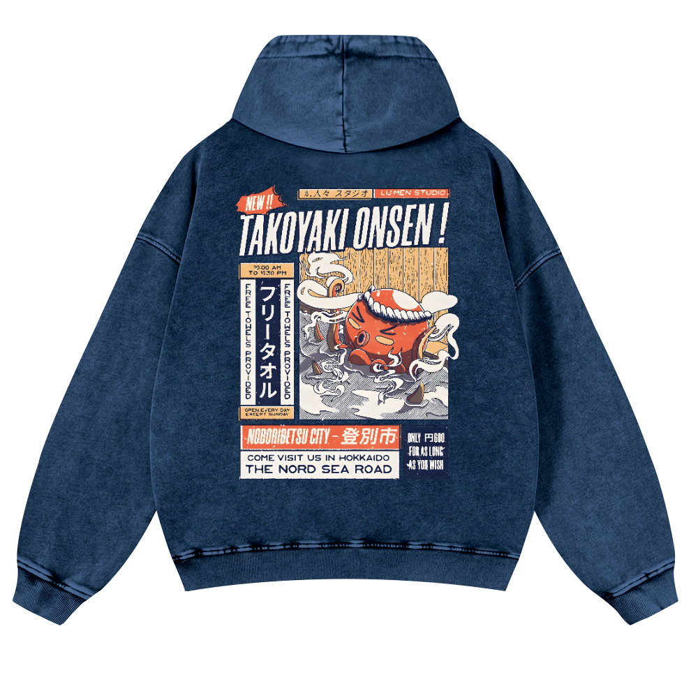 Octopus Vintage Washed Cotton Back Art Hoodie