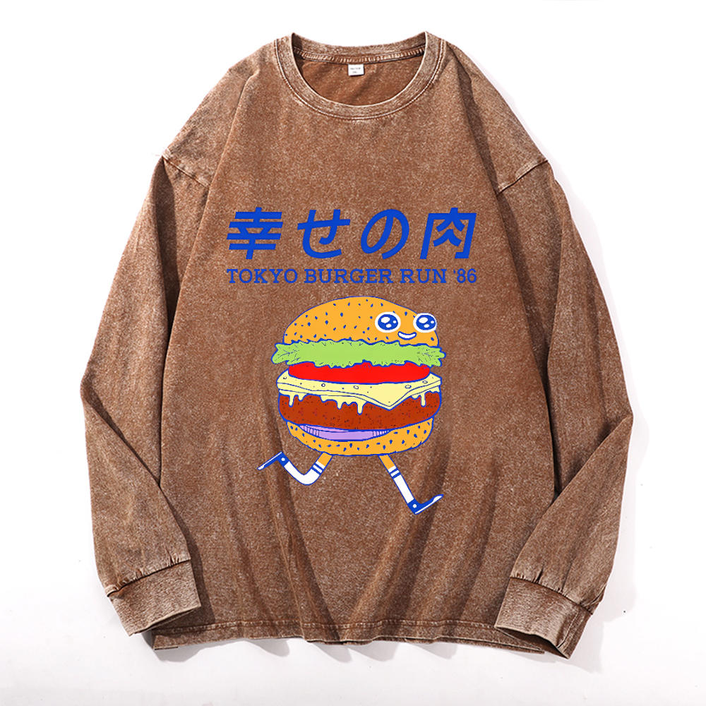 TOKYO BURGER RUN '86 Vintage Cotton Wash Crewneck Sweatshirt
