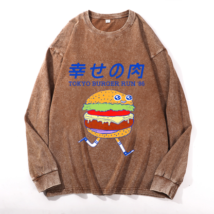 TOKYO BURGER RUN '86 Vintage Cotton Wash Crewneck Sweatshirt
