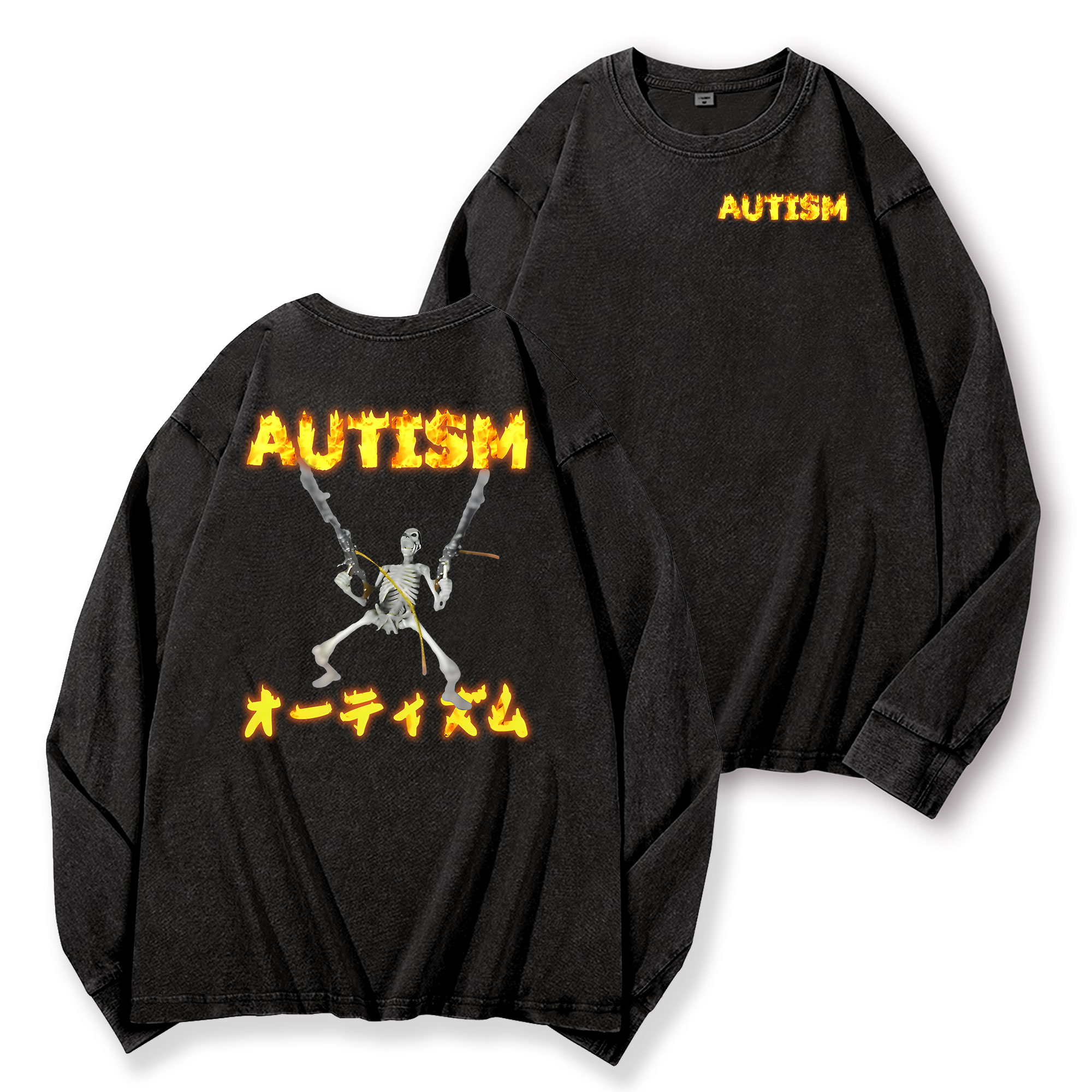 Autism Vintage Washed Cotton Back Art Long-sleeve T-shirt