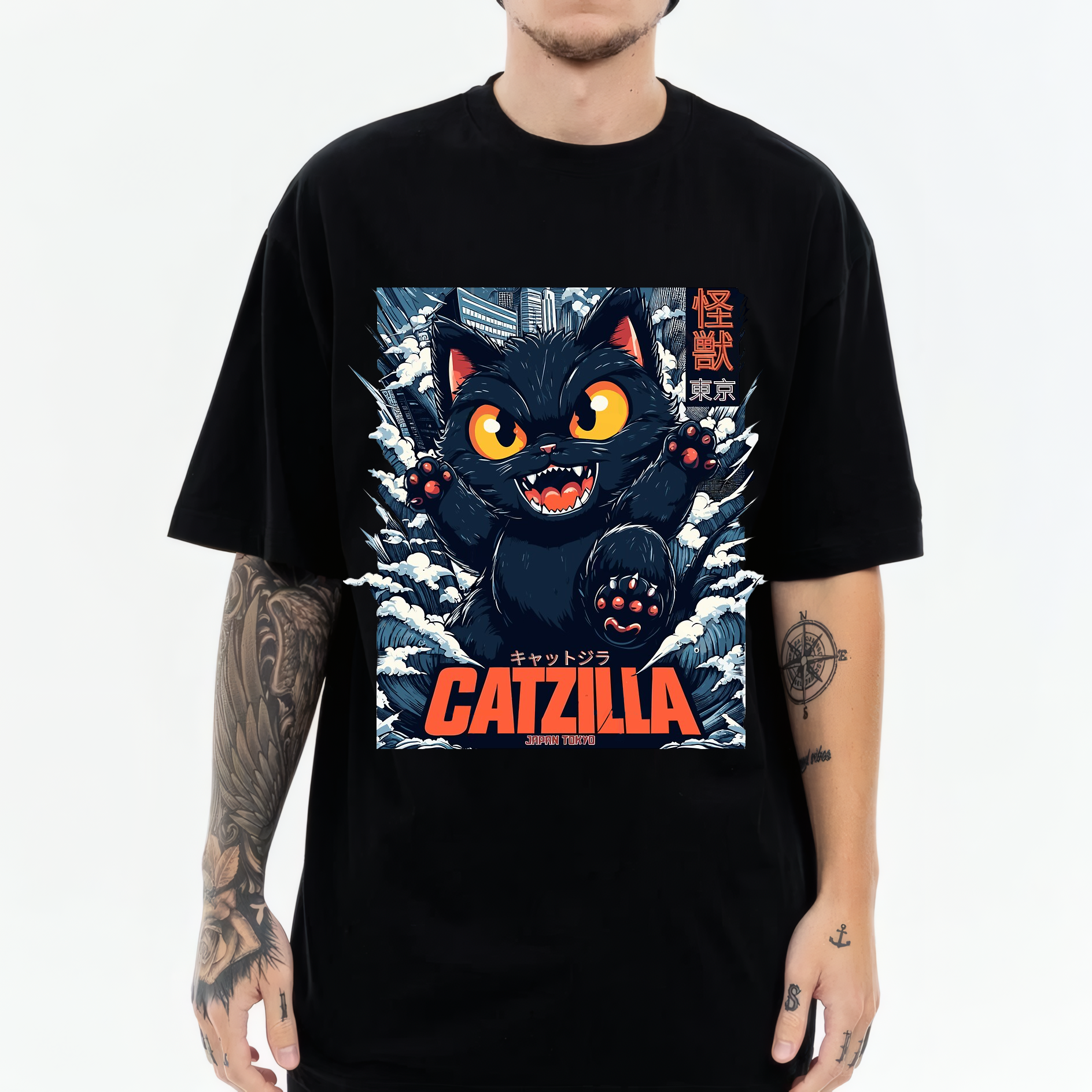 Catzilla Cat Godzilla Japanese Style Classic Tee