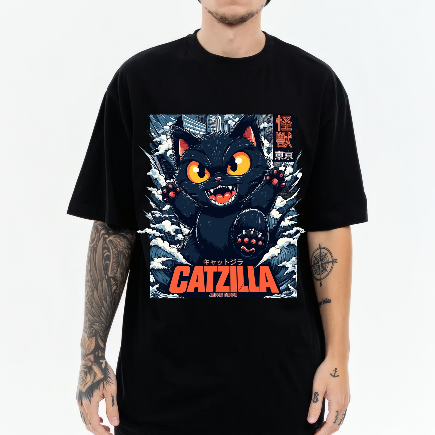 Catzilla Cat Godzilla Japanese Style Classic Tee