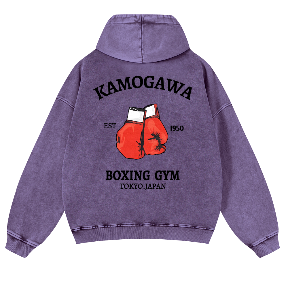 Kamogawa Vintage Washed Cotton Back Art Hoodie