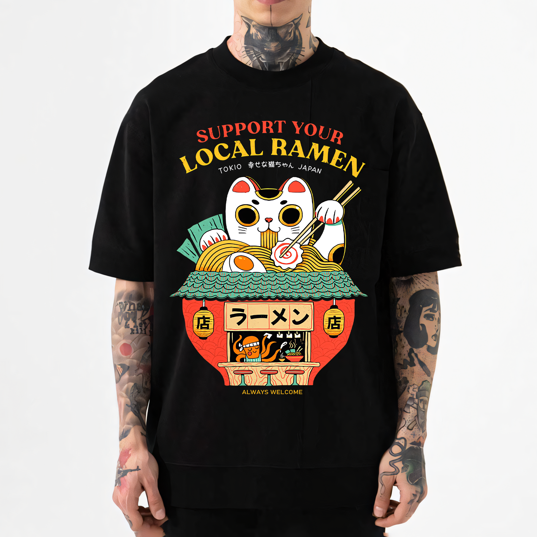 Cat Ramen Japanese Style Classic Tee