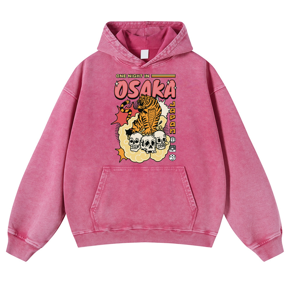One Night in OSAKA Vintage Washed Thick Cotton Hoodie