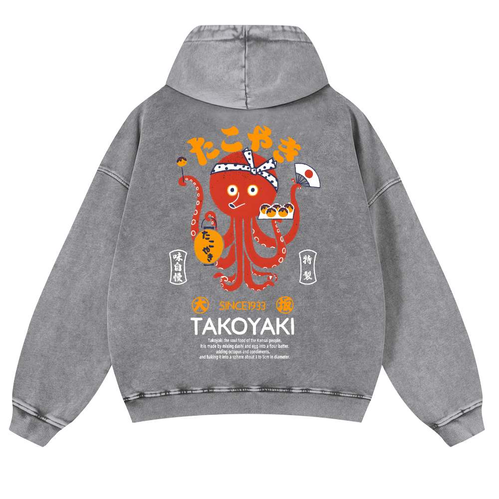 Takoyaki Octopus Vintage Washed Cotton Back Art Hoodie