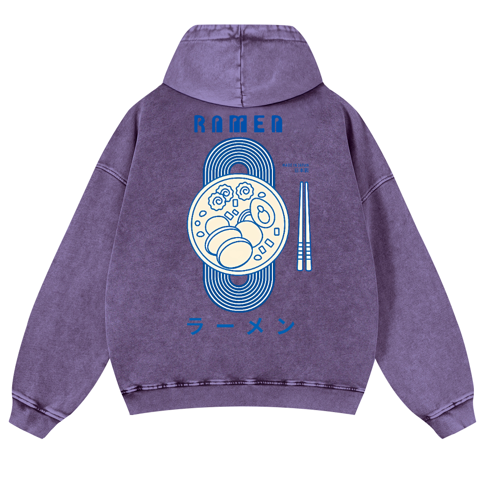 Ramen Vintage Washed Cotton Back Art Hoodie