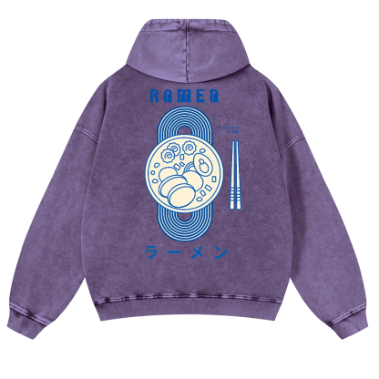 Ramen Vintage Washed Cotton Back Art Hoodie