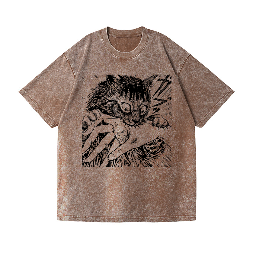 Fierce cat Vintage Wash Japanese Design T-Shirt