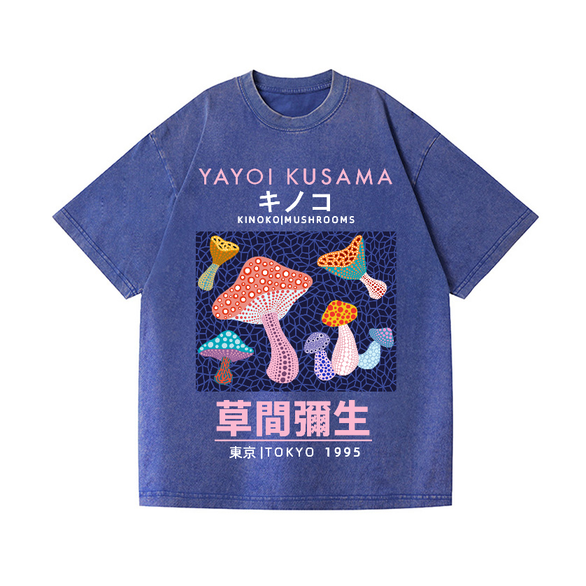 Yayoi Kusama Mushroom Vintage Wash Japanese Design T-Shirt
