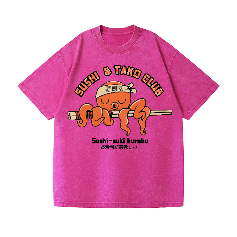 Sushi and Tako Octopus Vintage Wash Japanese Design T-Shirt
