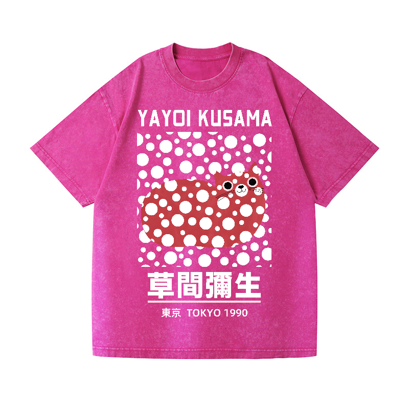 Yayoi Kusama Cat Vintage Wash Japanese Design T-Shirt