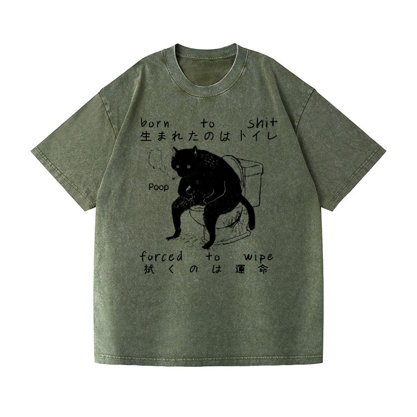 Cat Vintage Wash Japanese Design T-Shirt