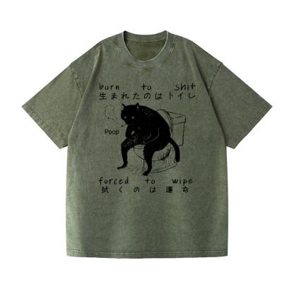 Cat Vintage Wash Japanese Design T-Shirt