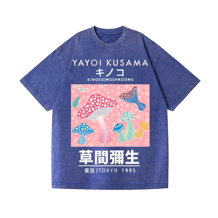 Yayoi Kusama Mushroom Vintage Wash Japanese Design T-Shirt