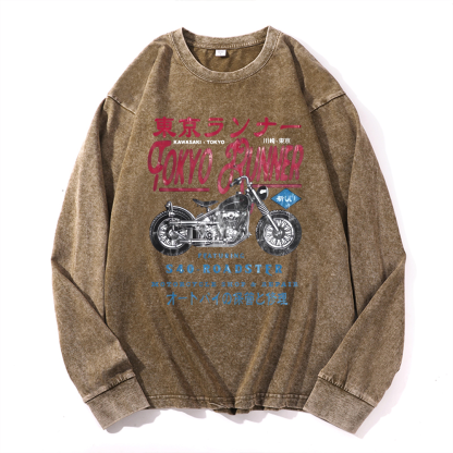 Tokyo Kawasaki S40 Repair Vintage Cotton Wash Crewneck Sweatshirt
