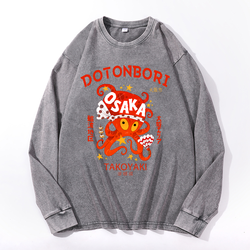 Dotonbori Takoyaki Vintage Cotton Wash Crewneck Sweatshirt
