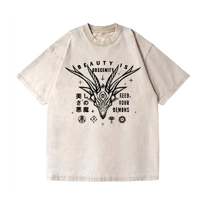 Dark Aesthetics Vintage Wash Japanese Design T-Shirt