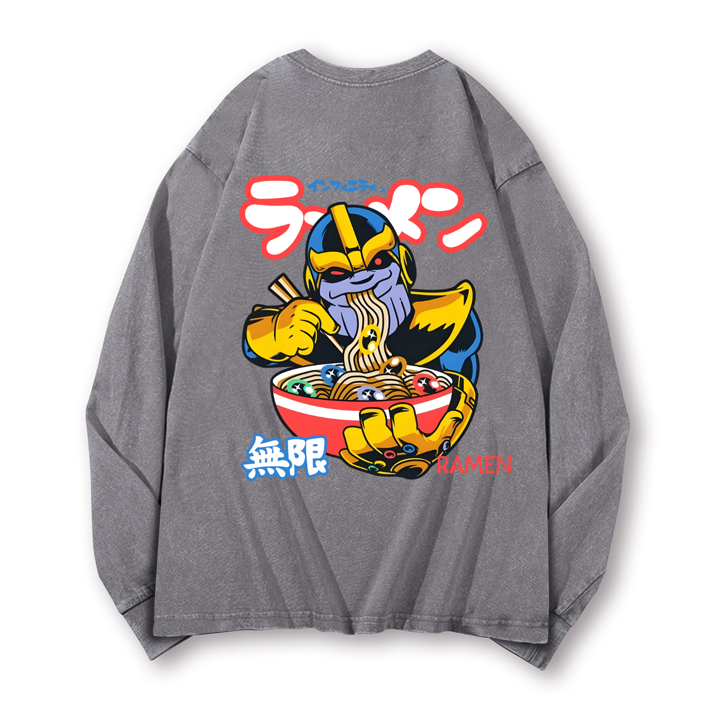 Ramen Hero Vintage Washed Cotton Back Art Long-sleeve T-shirt