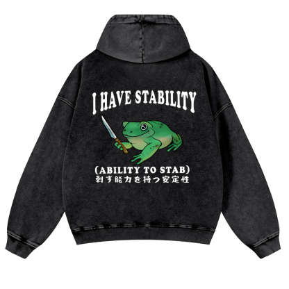 Frog Vintage Washed Cotton Back Art Hoodie