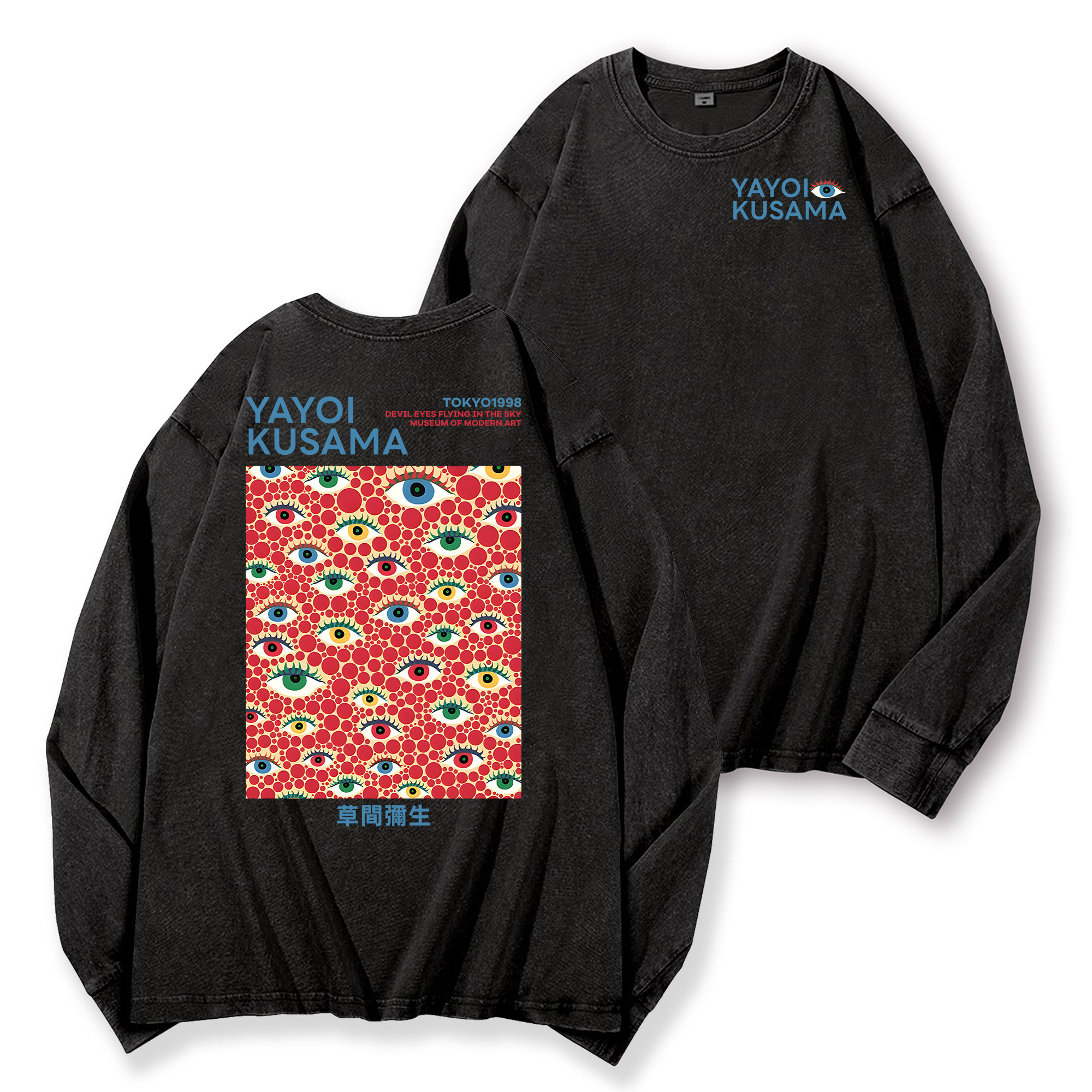Yayoi Kusama Vintage Washed Cotton Back Art Long-sleeve T-shirt