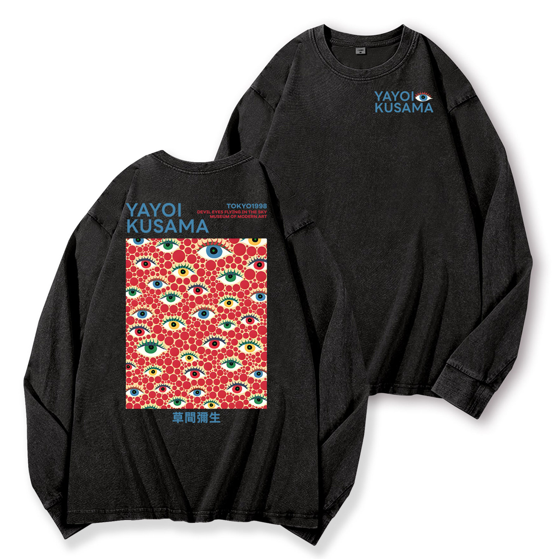 Yayoi Kusama Vintage Washed Cotton Back Art Long-sleeve T-shirt