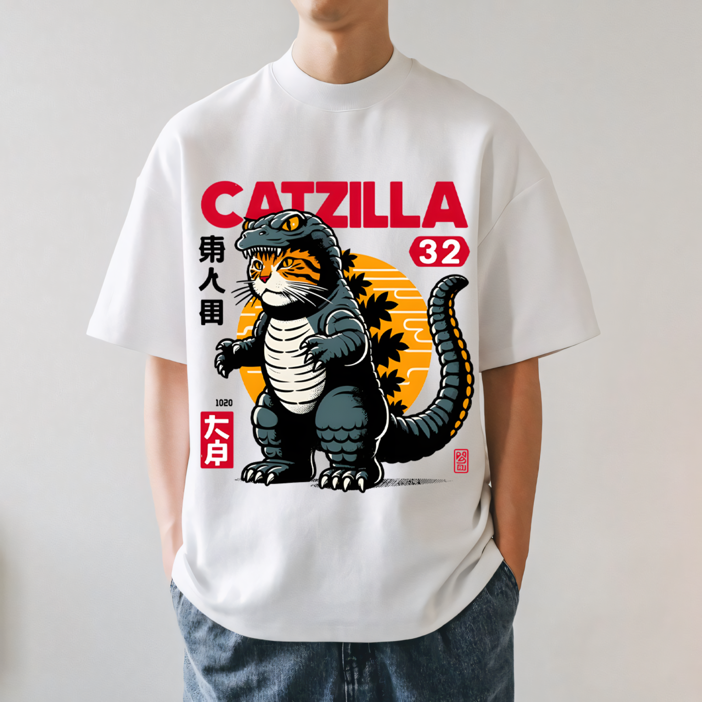 Catzilla Cat Godzilla Japanese Style Classic Tee