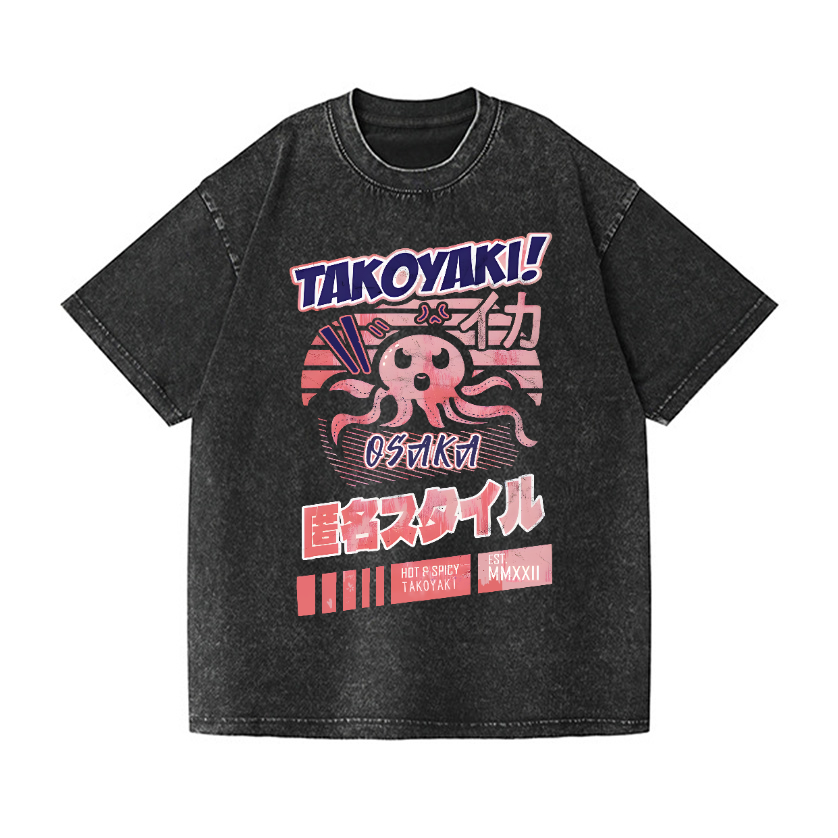 Octopus Takoyaki Vintage Wash Japanese Design T-Shirt