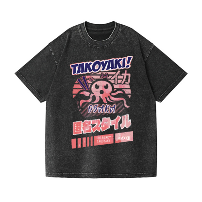 Octopus Takoyaki Vintage Wash Japanese Design T-Shirt