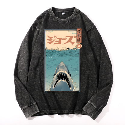 Jaws Vintage Cotton Wash Crewneck Sweatshirt