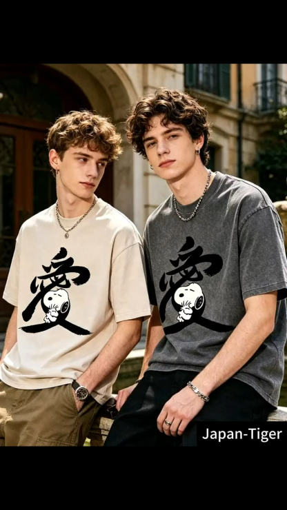 Peanuts Dog Vintage Wash Japanese Design T-Shirt 2605001815