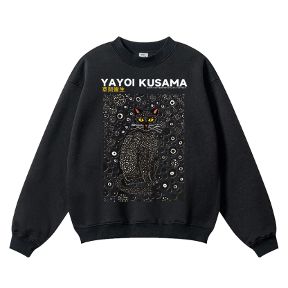 Yayoi Kusama Black Cat Wrinkle-Resistant Crewneck Sweatshirt