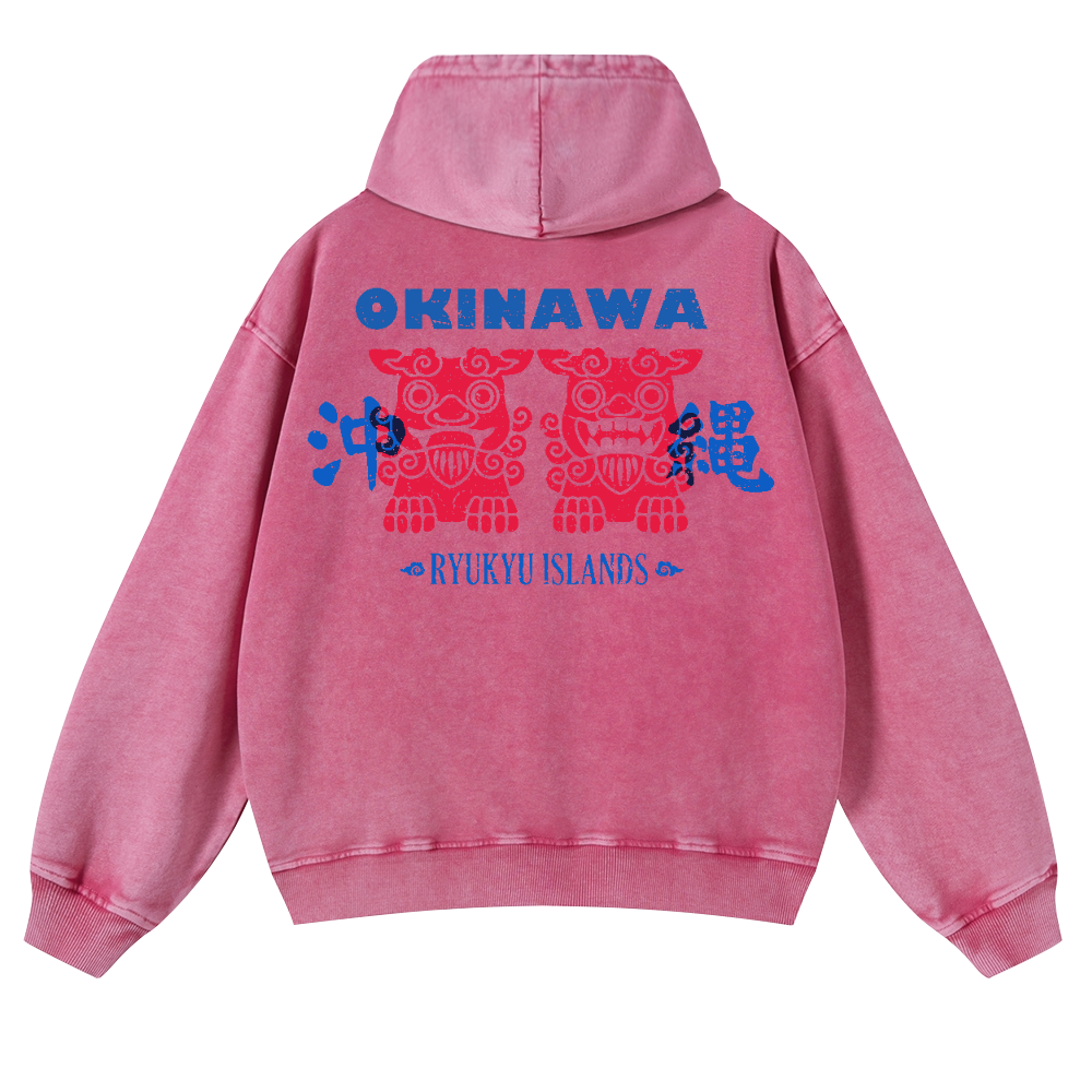 Okinawa Vintage Washed Cotton Back Art Hoodie