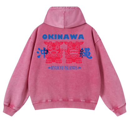 Okinawa Vintage Washed Cotton Back Art Hoodie