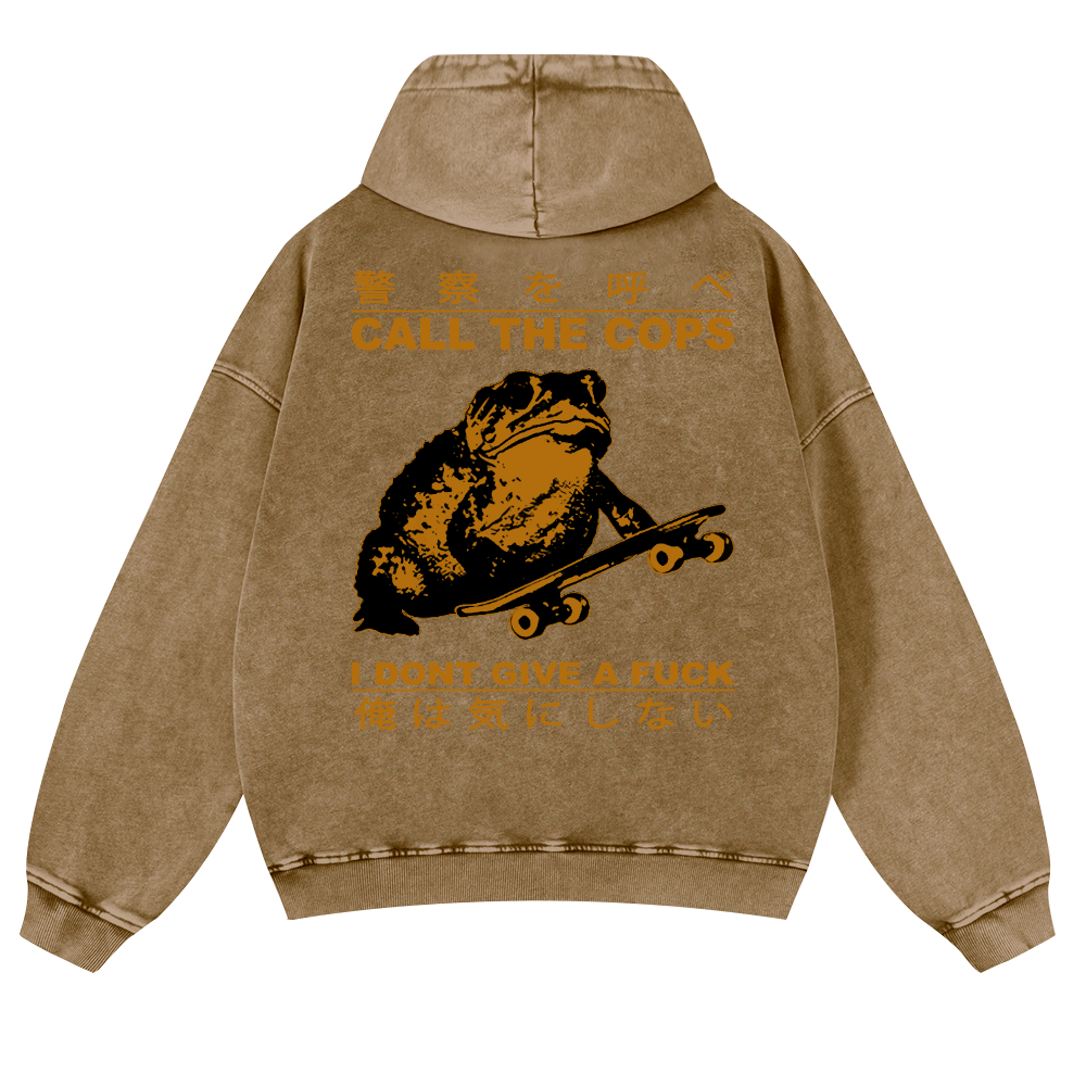 Frog Vintage Washed Cotton Back Art Hoodie