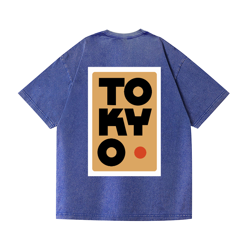 Tokyo Vintage Wash Japanese Design Back Art T-Shirt