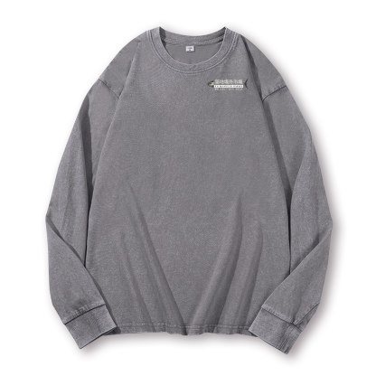 Tsukiji Market Tuna Fish Vintage Washed Cotton Back Art Long-sleeve T-shirt