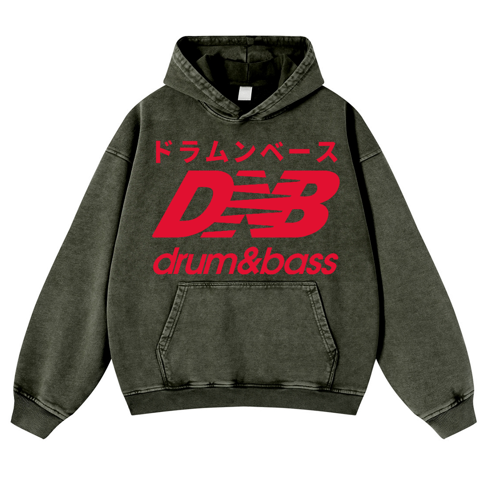 Drum and Bass Vintage Washed Thick Cotton Hoodie