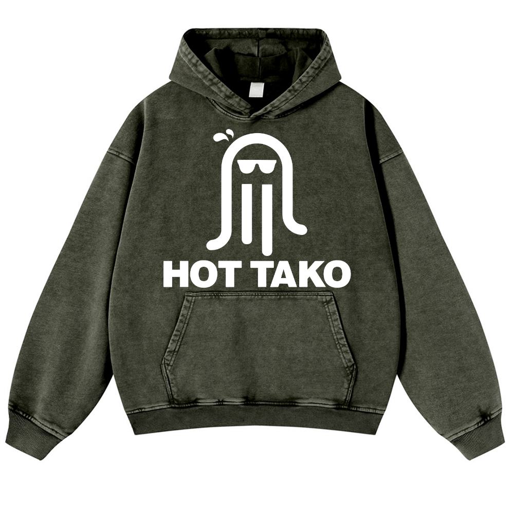 Hot Tako Octopus Vintage Washed Thick Cotton Hoodie