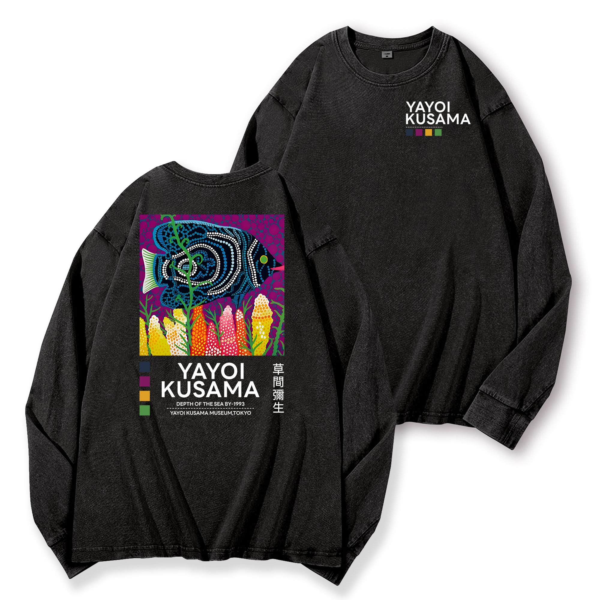 Yayoi Kusama Vintage Washed Cotton Back Art Long-sleeve T-shirt