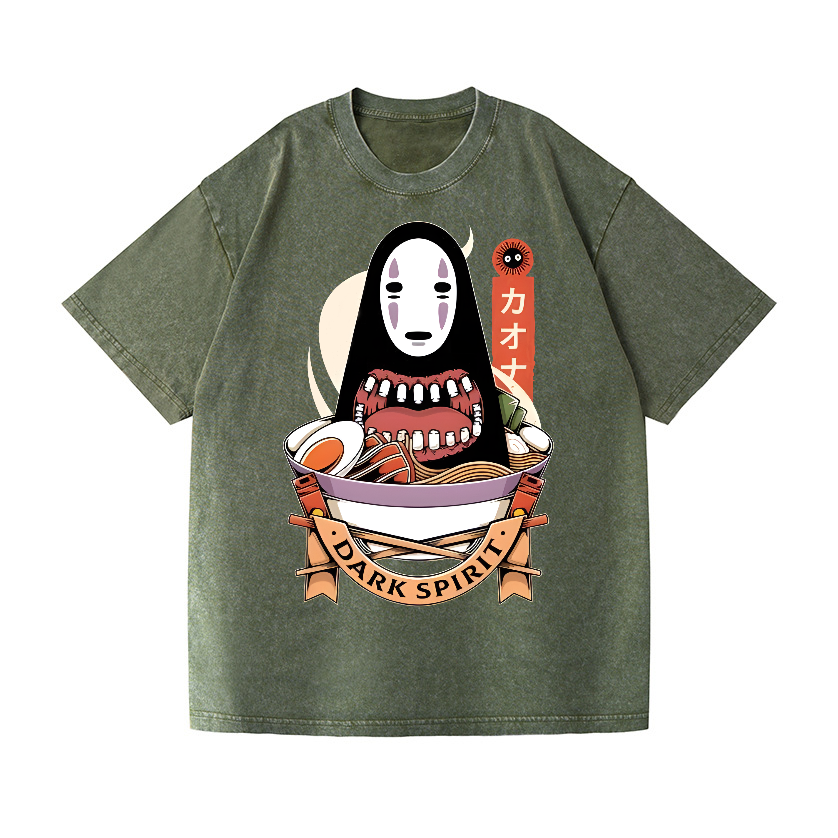 Ramen Ghibli No Face Kaonashi Vintage Wash Japanese Design T-Shirt