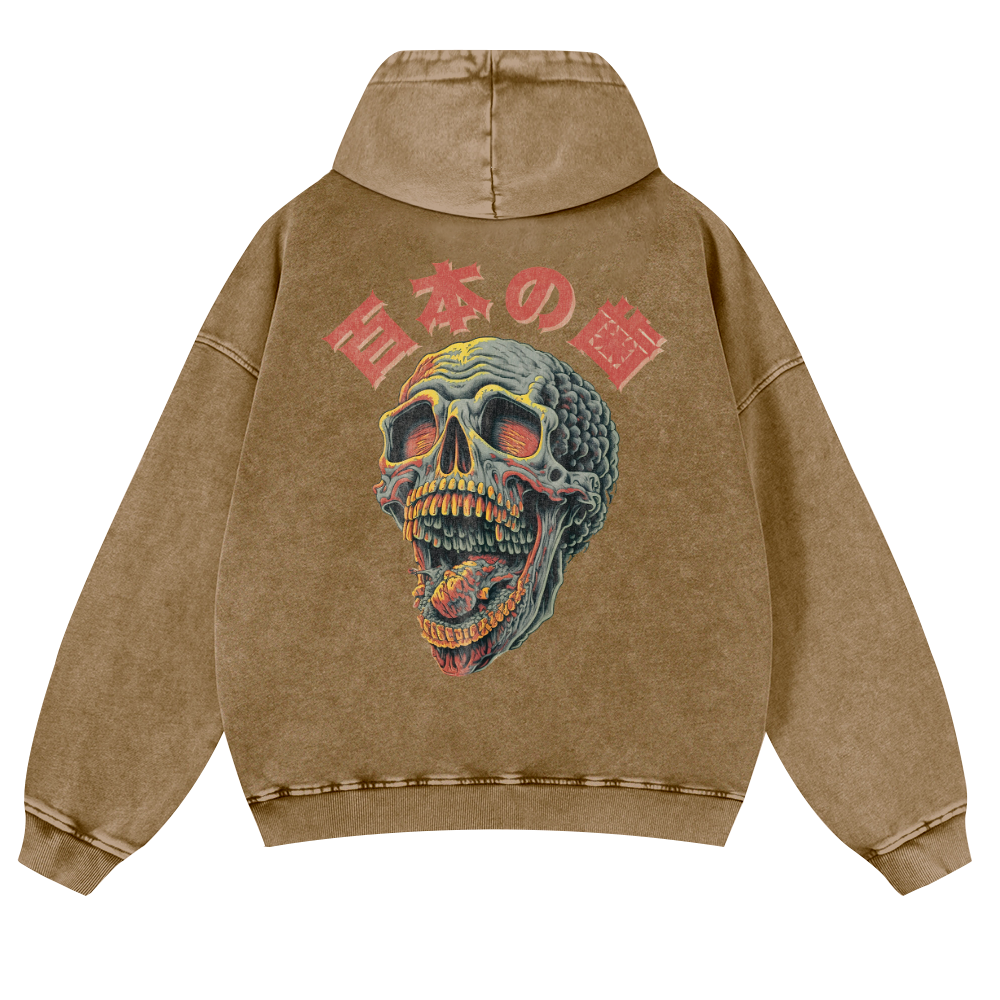 Skull Vintage Washed Cotton Back Art Hoodie