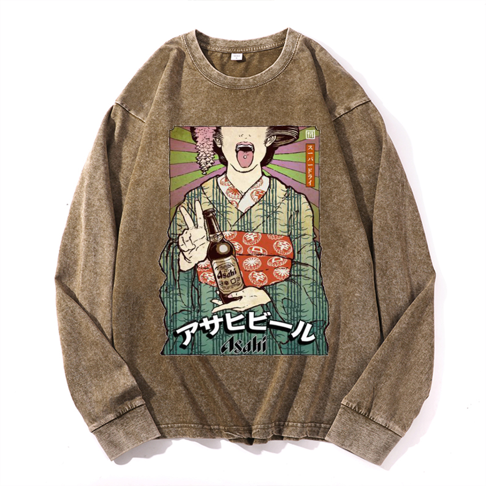Asahi Breweries Vintage Cotton Wash Crewneck Sweatshirt