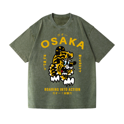 Osaka Tiger Vintage Wash Japanese Design T-Shirt