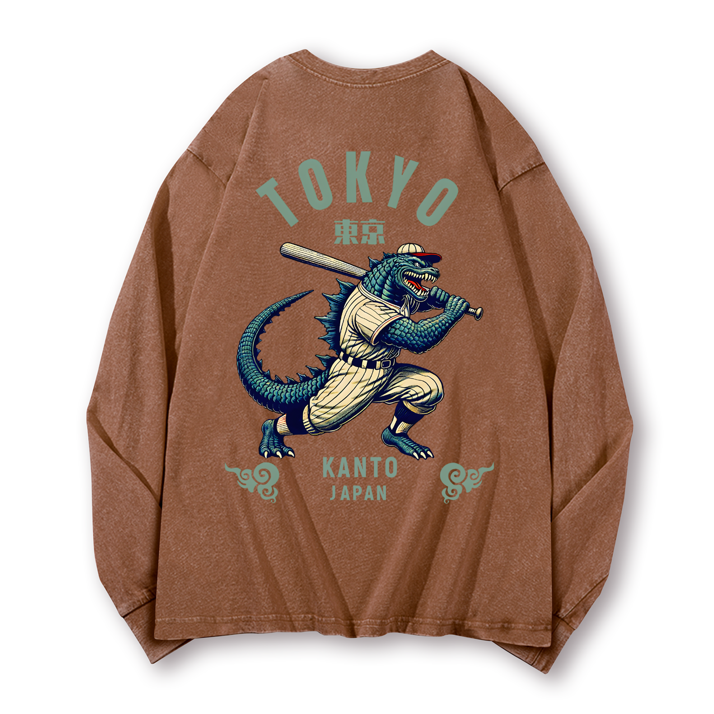 Tokyo Kanto Japan Vintage Washed Cotton Back Art Long-sleeve T-shirt